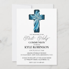 invitaciones de la primera comunión azul