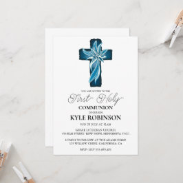 invitaciones de la primera comunión azul