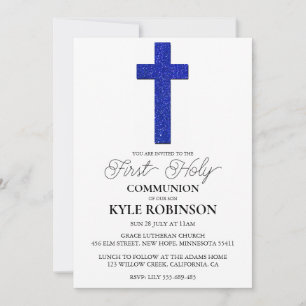 invitaciones de la primera comunión azul