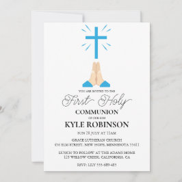 invitaciones de la primera comunión azul