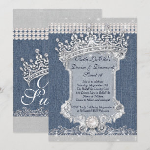 Invitaciones de las partes Denim y Diamonds