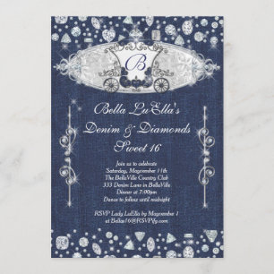 Invitaciones de las partes Denim y Diamonds