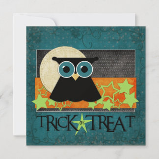 Invitaciones de lechuza de truco o tratamiento