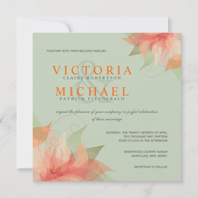Invitaciones de lino tropicales de la boda del (Anverso)
