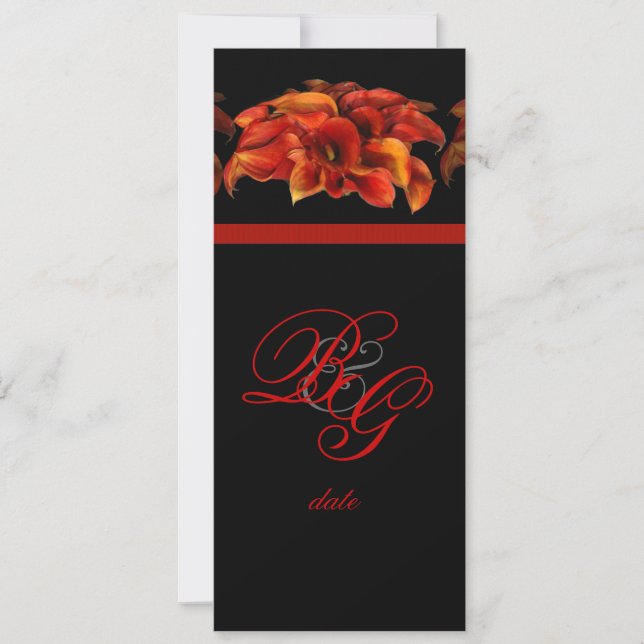 Invitaciones de lirio de llama BURNT NARANJA de Pi (Anverso)