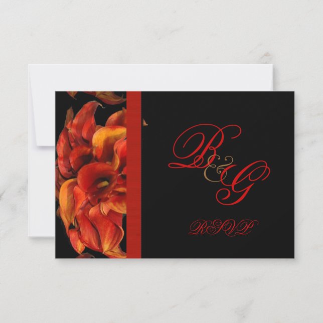 Invitaciones de lirio de llama naranja BURNT de Pi (Anverso)
