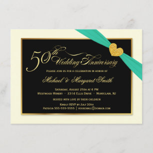 Invitaciones de Listón Acuático para Bodas de Oro 