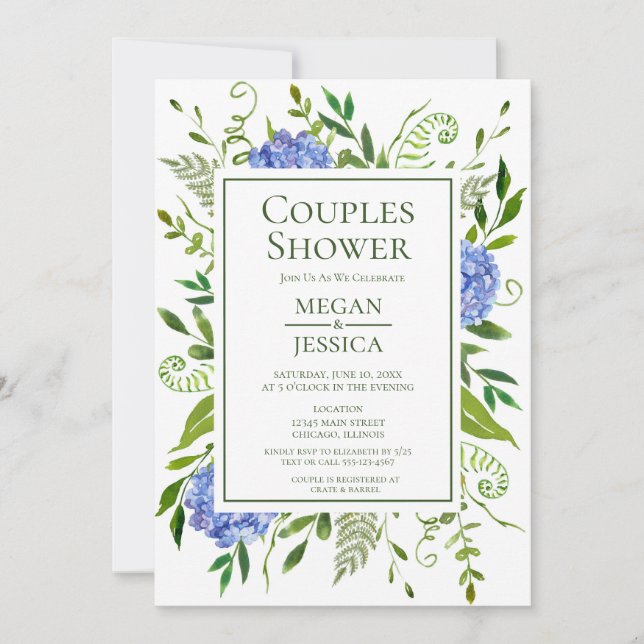 Invitaciones de lluvia de bebés para parejas flora (Anverso)