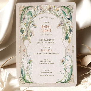Invitaciones de lluvia de novia Daisy Art Nouveau