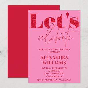Invitaciones de los Amigos Rojos Rosados Celebremo