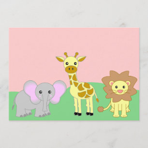 Invitaciones de los animales 5x7 Baby Shower del