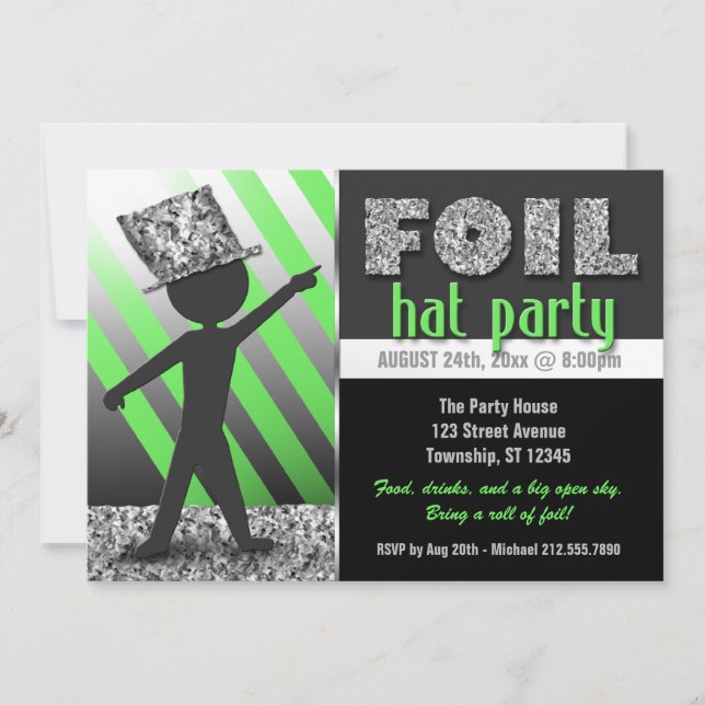 Invitaciones de los Gorras de Relieve metalizado (Anverso)