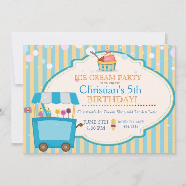 Invitaciones de los niños de la fiesta de cumpleañ (Anverso)