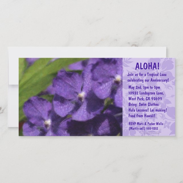 Invitaciones de Luau floral hawaiano (Anverso)