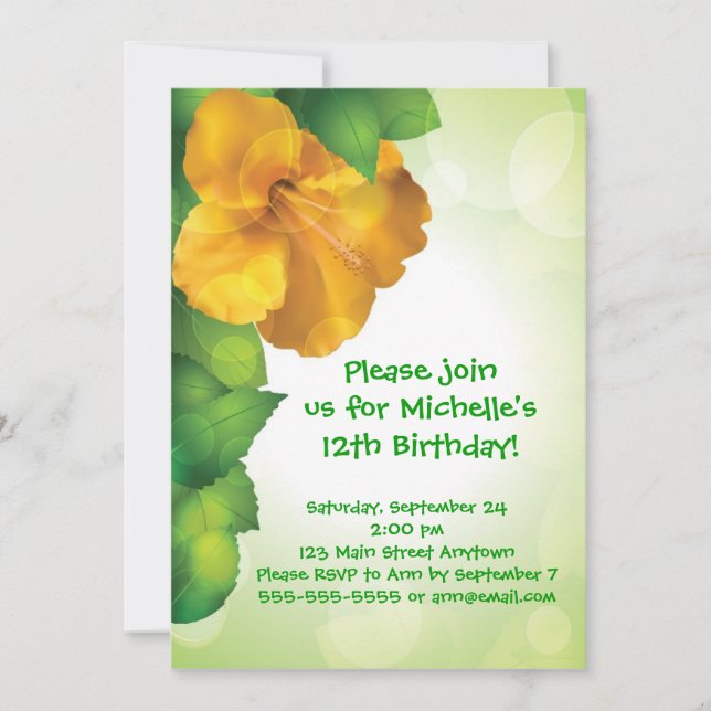 Invitaciones de Luau Hibiscus Hawaii (Anverso)