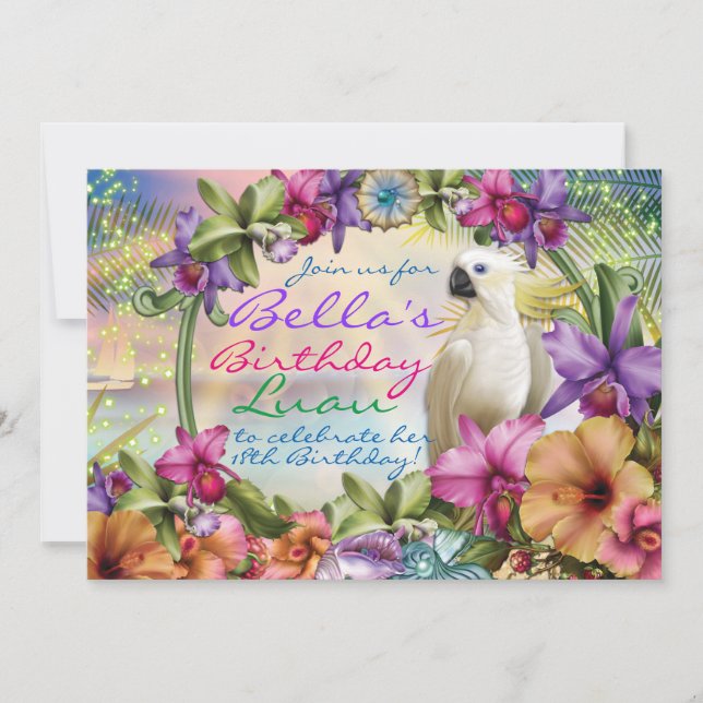 Invitaciones de Luau, invitaciones temáticas de (Anverso)