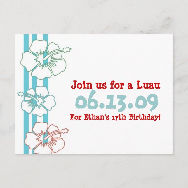 Invitaciones de Luau Party (Anverso)