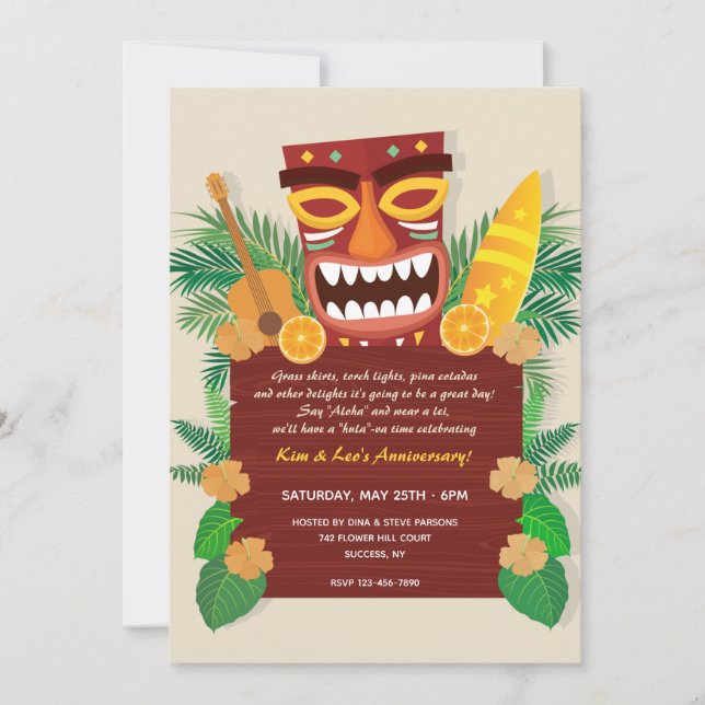 Invitaciones de Luau Party (Anverso)
