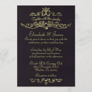Invitaciones de lujo simples de la boda del negro