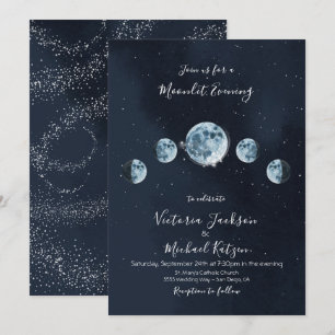 invitaciones de Luna Llena Celestial y Estrellas