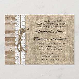 Invitaciones de madera de la boda de la guita del