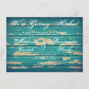 Invitaciones de madera de la boda de la turquesa