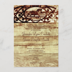 Invitaciones de madera de la boda del caballo del