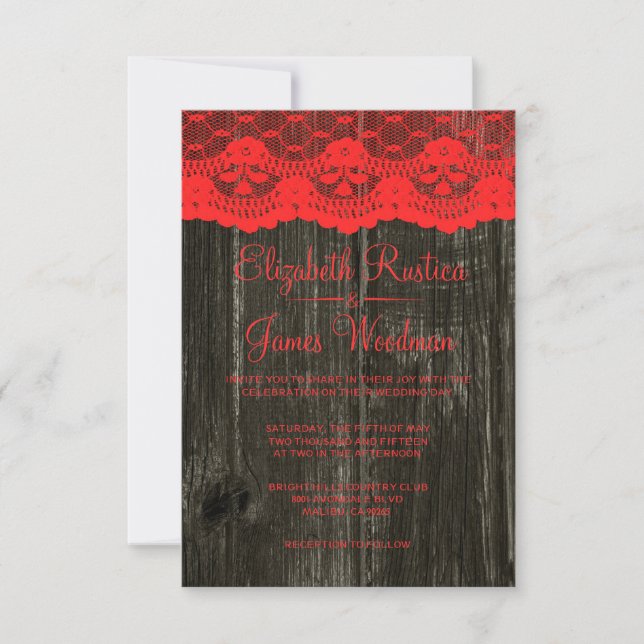 Invitaciones de madera de la boda del cordón (Anverso)