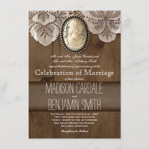 Invitaciones de madera de la boda del cordón de la