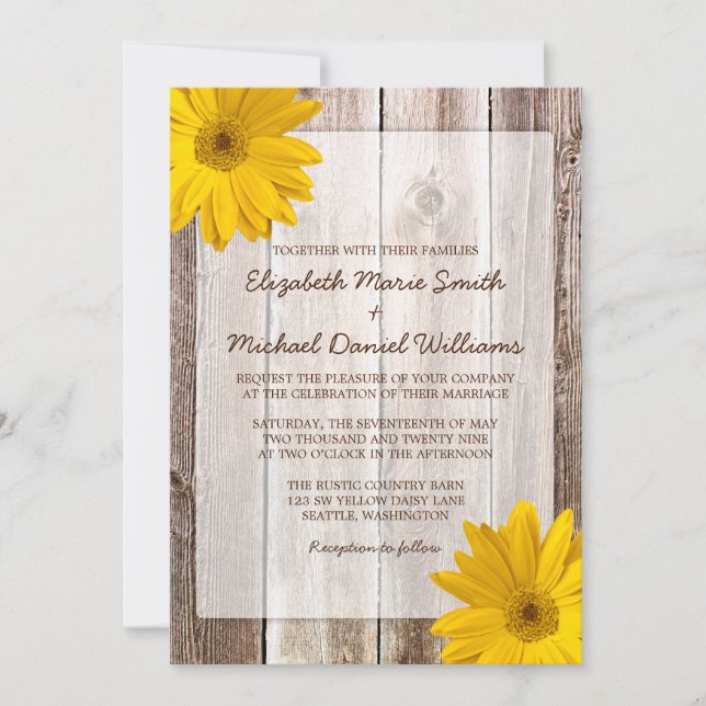 Invitaciones de madera de la boda del granero (Anverso)
