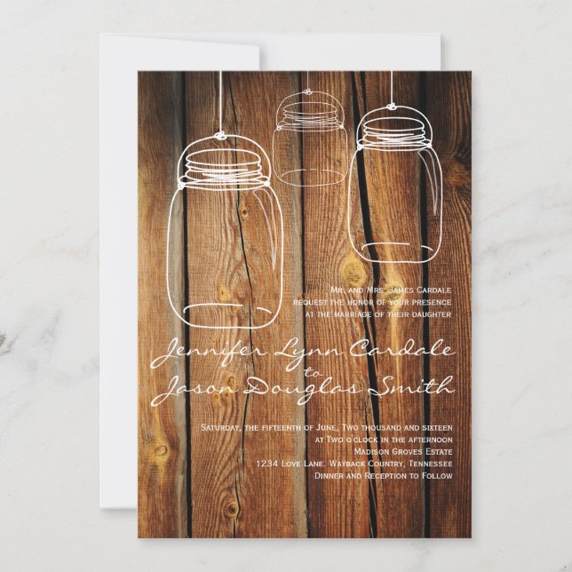 Invitaciones de madera de la boda del granero del (Anverso)
