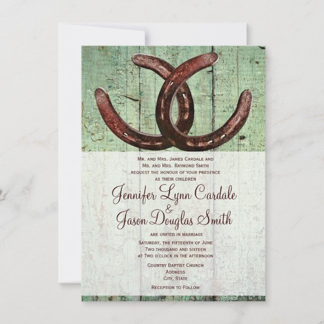 Invitaciones de madera de la boda del país rústico (Anverso)