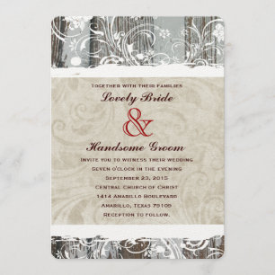 Invitaciones de madera de la boda del pergamino de