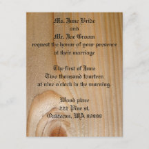 Invitaciones de madera de la boda - pino