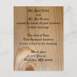 Invitaciones de madera de la boda - pino