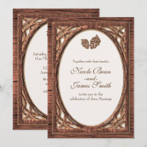 Invitaciones de madera de tono doble de piña rústi