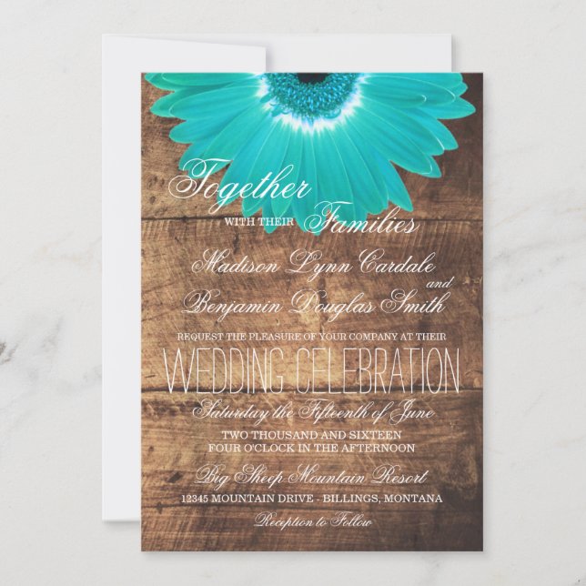 Invitaciones de madera rústicas de la boda de la (Anverso)