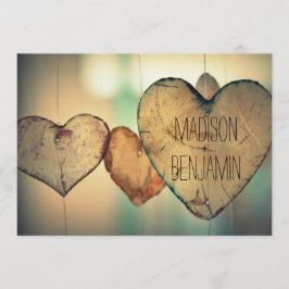 Invitaciones de madera rústicas de la boda del