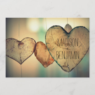 Invitaciones de madera rústicas de la boda del