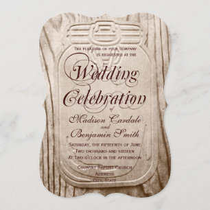 Invitaciones de madera rústicas de la boda del