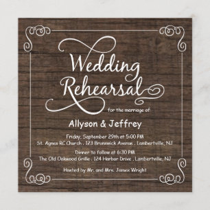 Invitaciones de madera rústicas de la cena del