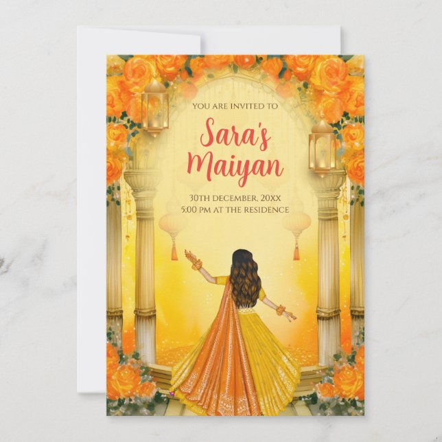 Invitaciones de Maiyan y Haldi invita a Digital (Anverso)