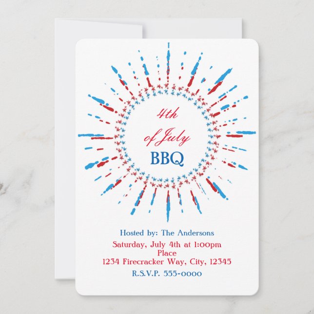 Invitaciones de marco de estrella de independencia (Anverso)