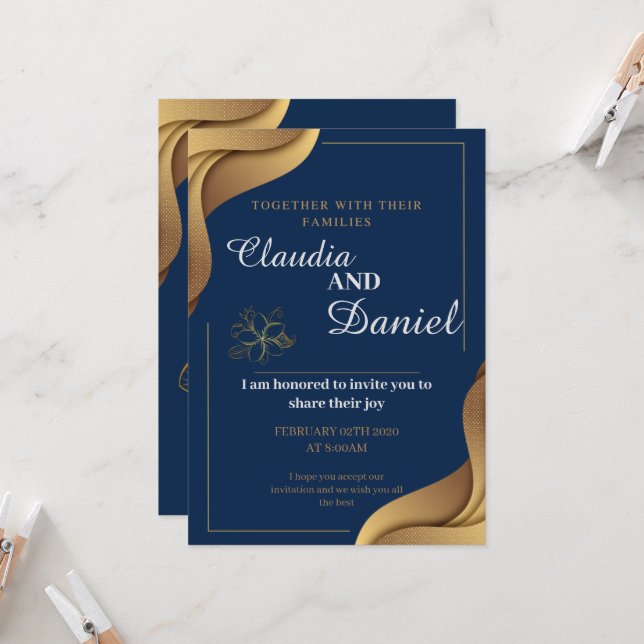 Invitaciones de marigold hindú como tarjeta Boda h (Anverso/Reverso In Situ)
