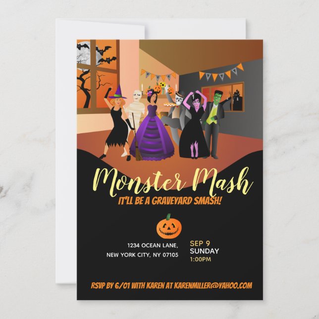 Invitaciones de Mash de Monster (Anverso)