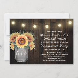 Invitaciones de Mason Jar + Sunflower Engagement P