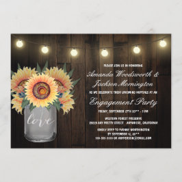 Invitaciones de Mason Jar + Sunflower Engagement P