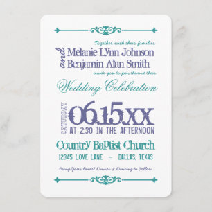 Invitaciones de matrimonio a la tipografía turques