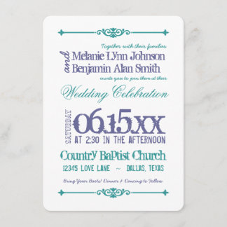 Invitaciones de matrimonio a la tipografía turques