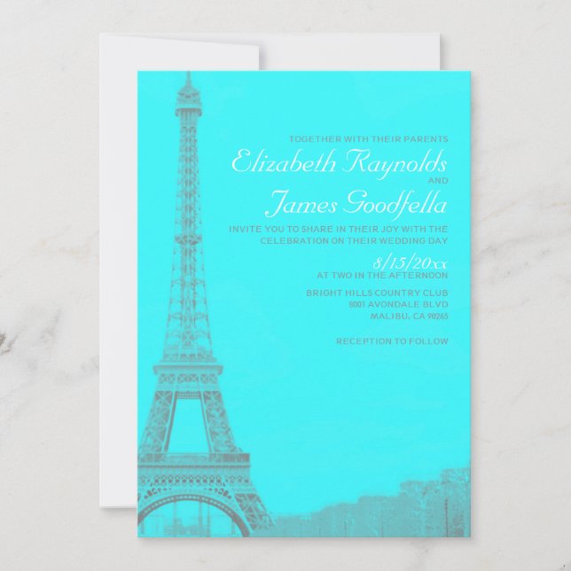 Invitaciones de matrimonio a la Torre Eiffel (Anverso)